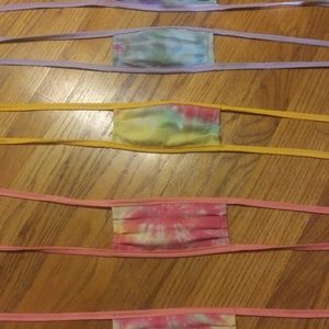 Handmade tie dye kids masks. Face mask handsewn